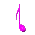 Six distinct pink musical eighth notes displayed in a on gray background, each with unique stem and flag configurations