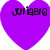 Two pixelated heart shapes side-by-side, left purple with dark text reading 'JULIABIG', right blue with white text outlined in black reading 'ROCKS'.