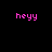 Four identical pink pixelated 'heyy' text icons arranged in a on a black background