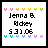 Pixelated icon with colorful heart-shaped icons surrounding black text reading 'Jenna B. Oday 531.06' on a white background.