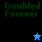 Four display 'Troubled Forever' text with a star icon changing from blue to black against varying backgrounds