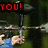 Pixelated animation of a person holding a paintball gun with changing text overlays across frames.