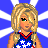 Pixel art contact sheet showing multiple frames of a female character in patriotic-themed sports attire with text overlays on a blue and white patterned background.