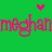 Green background with pink and yellow pixelated hearts above stylized pink text reading 'meghanmeghan' in a repeating pattern.