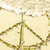Animated icon shows a golden peace sign on beige background, transitioning to a heart-shaped flame over black hands, then to a smiley face with 'll' text on textured brown surface.