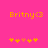 Pixelated orange text 'Britny<3' on bright pink background with five small flower icons below, two orange and three pink.