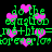 Green pixelated text on black background with pink hearts, repeating 'do the equation me+hip= forever' in multiple