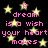 Black background with yellow stars and pink text repeating 'A dream is a wish your heart makes' in a pattern