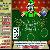Pixelated image of a green-clad figure with a green hat holding a card, standing on a green background with a white card deck icon on the left.