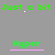 Green and white text on a gray background cycles through 'Just a bit' and 'Hyper', with some frames showing an arrow pointing down.