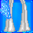 Pixel art contact sheet showing three frames of an animated icon featuring a female character in blue sparkly attire with text boxes below each frame reading Dance, Like No One Is, and Watching.