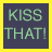 Green duck with yellow beak and feet stands on dark background, text reads KISS THAT! in light green pixelated letters.