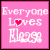 Pink square icon with white text 'Everyone Loves Eleaga' and a red heart replacing the 'o' in 'Loves', featuring subtle border variations across frames.