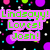 Pixelated graphic with three pink rectangular banners displaying green text against a black background with scattered colored dots.