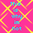 A static image with a bright pink background and yellow geometric patterns, featuring cyan text reading "This is why im hot" repeated in four identical sections.