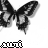 Two pixelated butterfly icons with black and white wings, each paired with a text label below.