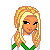 Pixel art cheerleader icon with green pom-pom, white and green uniform, and "Born to Cheer" text on a green background.