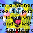 Pixelated yellow sponge character with blue eyes, pink cheeks, and red tie, overlaid with black text reading "I'm a winner see my prize closely when and dies!! - Squidward" against a blue background.