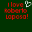 Green background with red pixelated text reading "I love Roberto Loposa!" and a white pixelated heart symbol on the left side.