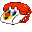 Pixelated character with red hair and white face displays sequential mouth movements against gray background, accompanied by red text reading "BUZZ !BUZZ !BUZZ !".