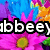 Pixelated floral scene with pink daisies, blue and orange background elements, and partial text overlay.