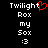 Pixelated text and symbols on black background with red heart symbol replacing the 't' in 'Twilight' on left side.