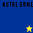 A split-screen icon with blue and yellow sections on the left, green on the right, displaying 'NOTRE DAME' text and pixelated stars.