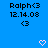 Blue background with repeated 'Ralph<3' text and date stamps, pink heart icons in various positions across frames.