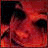 A 2x2 contact sheet of a pixelated animated icon showing three frames with red-toned facial expressions and text overlays, arranged in top-left, top-right, bottom-left positions with the fourth cell empty.