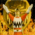 Two side-by-side animated frames of a cartoon character with golden hair, orange accents, and white teeth against an orange background.