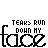 identical pixelated icons showing 'TEARS RUN DOWN MY FACE' text above a stylized face, with subtle animation changes