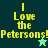 Four quadrants display "I Love the Petersons!" text with star symbols, varying background colors and star colors across frames.