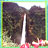 Pixelated static image of a waterfall with dark rocky cliffs and light-colored water flow against a green border.