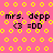 Pink background with yellow circular patterns and black text reading "mrs. depp <3 =DD" in four identical sections.