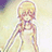 Pixelated anime-style character with short blonde hair and closed eyes, wearing a white sleeveless top against a light background, next to yellow text reading 'namine' with a heart symbol.