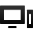 Black wireframe toolbar icon set featuring a monitor, vertical bar, and horizontal bar on light gray background.