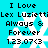 Pixelated cyan background with white snowflake symbols and black text reading 'I Love Lex LuziettiLex Luzietti Always & Forever 1.23.07<3' repeated in two