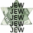 Star-shaped icon with repeating text overlays: 'JEW' in the top-left, 'POWER' in the top-right, and 'MONEY' in the bottom-left, all in black block letters on a greenish star background.