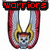 A pixelated U-shaped magnet with red and blue gradient arms, yellow center swirls, and a black banner displaying 'WARRIORS' in red block letters.