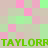 Pixelated green text repeats across a checkered background of pink and light green squares with beige accents.