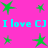 A static image with a bright pink background featuring green star shapes and repeated cyan text "I love CJ".