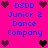 Pixelated icon with bright pink background, blue text reading "DSDD Junior 2 Dance Company," and dark purple and black heart symbols arranged around the text.