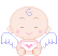 Pixelated angel baby with closed eyes, pink cheeks, and white wings holding a heart-shaped envelope or text in various states.