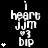 A black-and-white animated icon displays repeating text 'i heart JJM #3 bip' with changing star counts on the left and right sides across frames.