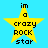Four identical yellow star-shaped icons with black text "im a crazy rock star" on light blue background