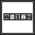 Two side-by-side pixel art frames showing the word "ASIAN" in a grid of gray and black squares with white lettering, each frame displaying different character states.