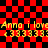 Red and black checkered background with yellow text repeating 'Anna i love' and '1333333' in a pixelated style.