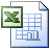 Green pixelated 'X' symbol inside a square frame overlaid on a light blue spreadsheet document with grid lines and a bar chart.