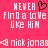 Pixelated text on a pink background with a black heart symbol, displaying lyrics and artist name in white block letters.