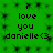 Green background with repeated pixelated text 'i love you danielle<3' in black, arranged in a pattern